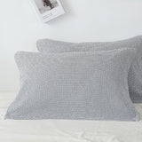 White Breathable 4-Layer Cotton Gauze Pillow Towel Pair - Japanese Style Grid (52x75cm)