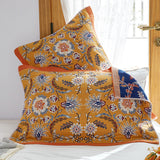 Single Yellow Floral Pillow Towel Premium Cotton Gauze Pillow Towel Pair - Simple Nordic Style (52x75cm)