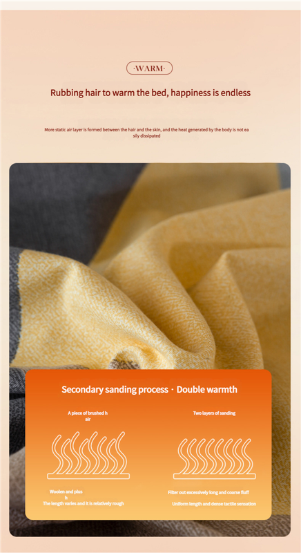 Comfortable cotton pillowcase, double-sided warm design, breathable and skin-friendly - Orange and Grey