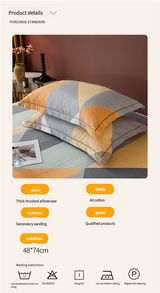 Comfortable cotton pillowcase, double-sided warm design, breathable and skin-friendly - Orange and Grey