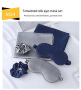 Luxury Satin Sleep Mask Gift Set,4-Piece with Pillowcase and Hair Accessories(White)