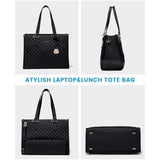 Stylish Quilted Laptop & Lunch Tote Bag , Water-Resistant with Insulated Compartment & Clutch(Wine red)