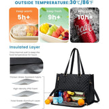 Stylish Quilted Laptop & Lunch Tote Bag , Water-Resistant with Insulated Compartment & Clutch(Wine red)