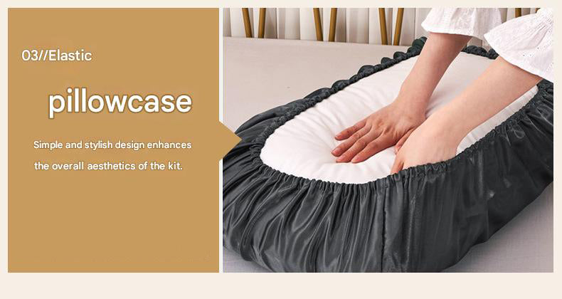 Gray Silky Satin Pillowcase Pair - Smooth for Hair & Skin, Elastic Fitted (46x70+16cm)