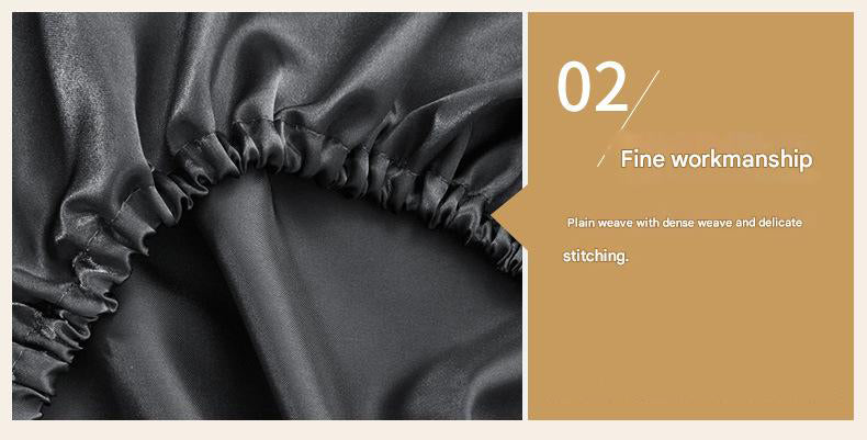 Black Silky Satin Pillowcase Pair - Smooth for Hair & Skin, Elastic Fitted (46x70+16cm)