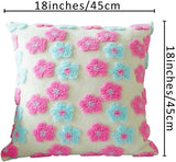 Green and Yellow Charming 3D Floral Plush Cushion Covers - Set of 4, 45x45cm Soft Faux Lambswool Pillowcases for Sofa & Bed Decor