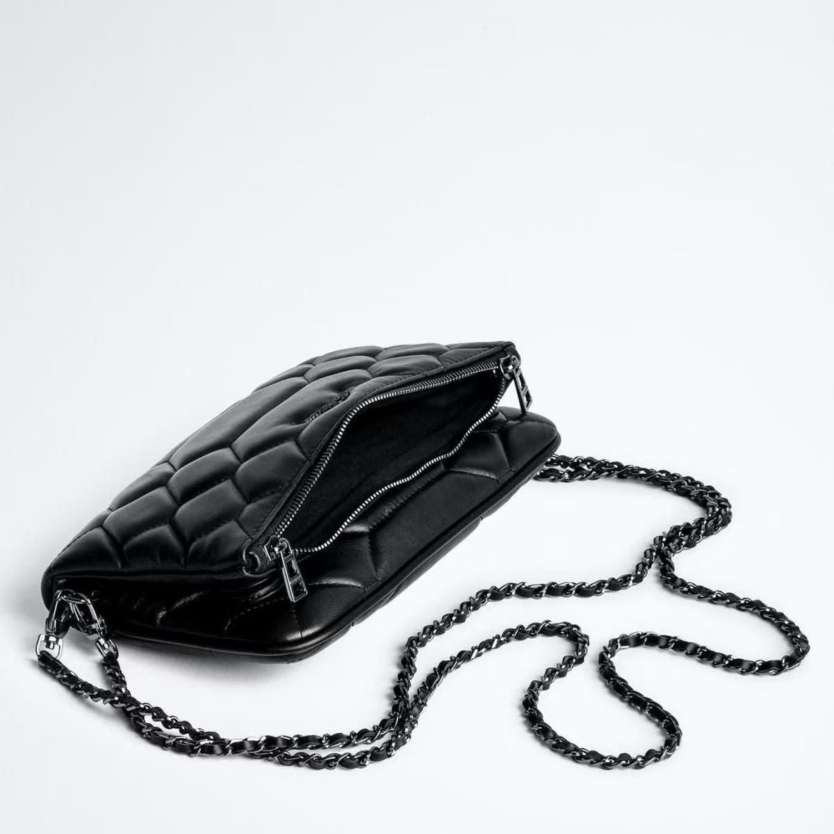 Chic Quilted Leather Crossbody Bag with Chain Strap & Tassel Detail(Golden black without tassels)