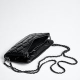 Chic Quilted Leather Crossbody Bag with Chain Strap & Tassel Detail(Golden black without tassels)