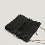 Chic Quilted Leather Crossbody Bag with Chain Strap & Tassel Detail(Golden black without tassels)