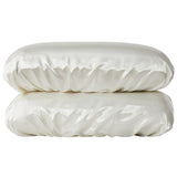 Beige Silky Satin Pillowcase Pair - Smooth for Hair & Skin, Elastic Fitted (46x90+16cm)