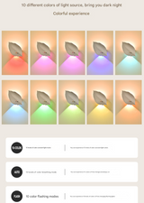 White RGB Color-Changing Leaf LED Night Light - Wireless Motion Sensor Wall Lamp with Remote Control for Ambiance Lighting