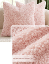 2 Pcs Brown Cozy Teddy Boucle Cushion Cover - Plush Decorative Square Pillow Case for Sofa & Bed