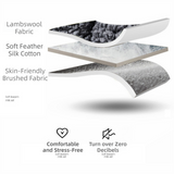 Superior Insulation Grey Dual-Sided Pet Sleeping Mat(40X60CM) for Dogs & Cats - 3D Thickened Support & Durable Wavy Quilting, Reversible Lamb Velvet & Brushed Cotton Bed