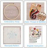 Christmas Embroidery DIY Kit with 20CM Faux Bamboo Hoop - Nordic Style Cross Stitch Material Pack (Style 3)