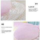 Grey Elegant Butterfly Lace Throw Pillow 60x45cm Soft Decorative Cushion for Sofa Bedroom Office and Car Comfort Backrest Accessory