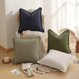 White 2 Pack Bohemian Tassel Pillowcases Soft Washed Cotton Cushion Covers for Living Room Sofa Elegant Decor Solution for Local Standard Home Environments