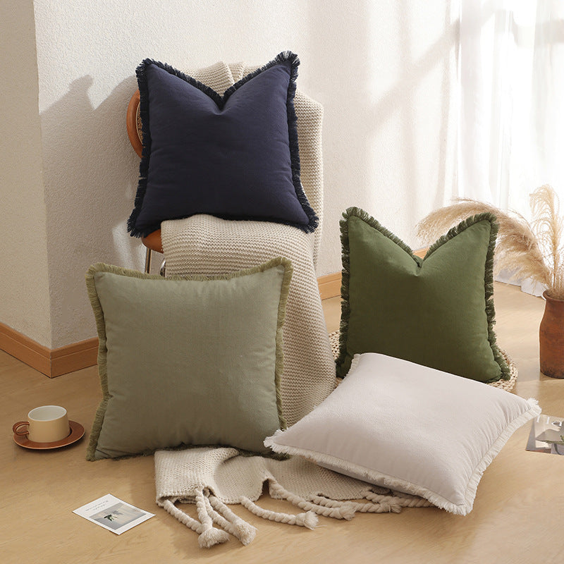 Red 2 Pack Bohemian Tassel Pillowcases Soft Washed Cotton Cushion Covers for Living Room Sofa Elegant Decor Solution for Local Standard Home Environments