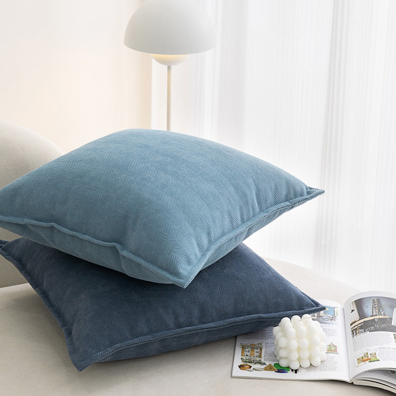 Milk tea colour Nordic Herringbone Chenille Pillowcases 2 Pack 45x45cm for Sofa and Bed Soft Decorative Cushion Covers No Inserts Included Local Standard Fit Home Styling