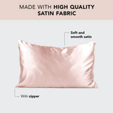 1-Pair Black Luxury Satin Silk Feel Pillowcase for Hair and Skin - Smooth Cooling Pillow Cover with Envelope Closure - Queen (20x30")