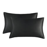 1-Pair Black Luxury Satin Silk Feel Pillowcase for Hair and Skin - Smooth Cooling Pillow Cover with Envelope Closure - King (20x36")
