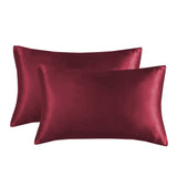 1-Pair Wine Red Luxury Satin Silk Feel Pillowcase for Hair and Skin - Smooth Cooling Pillow Cover with Envelope Closure - King (20x36")