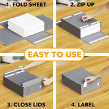 2-Pack Beige Foldable Bed Sheet Set Organizer with Clear Window, Zipper & Flip Lid - Home Wardrobe Bin for Blankets and Clothes (38x32.5x12.5CM)