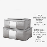 2-Pack Grey Large Quilt & Clothes Storage Bag (63X43X22CM) - Breathable Wardrobe Organizer with Clear Window & Double Zippers