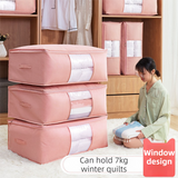 2-Pack Pink Large Quilt & Clothes Storage Bag (63X43X22CM) - Breathable Wardrobe Organizer with Clear Window & Double Zippers
