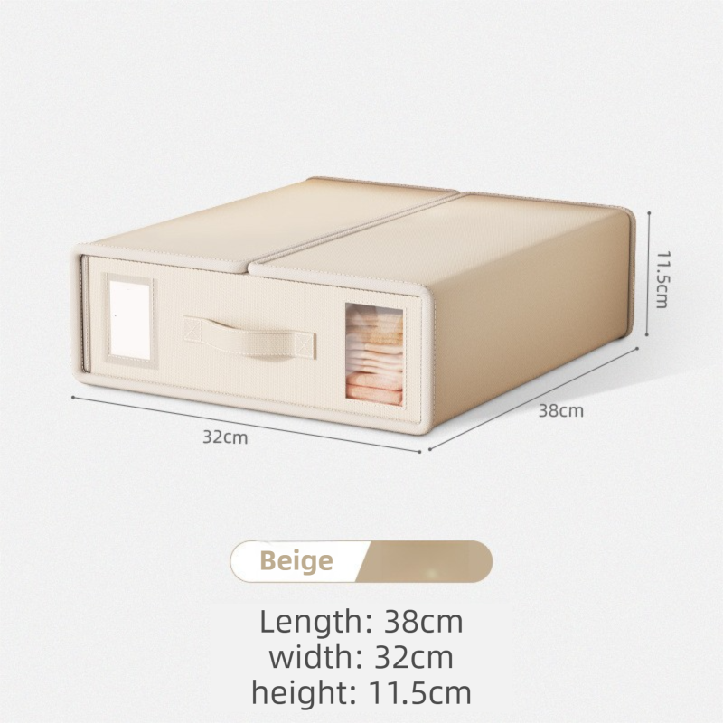 2-Pack Beige Foldable Bedding Storage Box with Zipper & Handle - Wardrobe Drawer Closet Organizer for Duvet Covers & Clothing (38x32x12CM)