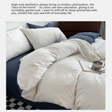 Hazy Blue Washed Cotton Bedding Set - Solid Color Fitted Sheet Style, 4-Piece Set for 1.8m Bed, Includes 10 Random Color Quilt Fasteners