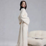 Pink Women's Ultra-Soft Plush V-Neck Cardigan Robe - Extra Thick Half-Velvet Warm Housecoat & Outdoor Wearable Sleepwear