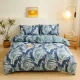 4-Piece Tropical Jungle Printed Soft-Touch Brushed Bedding Set for 1.8M Bed: 200 x 230 CM Duvet Cover, 180 x 200 (+25) CM Deep Pocket Fitted Sheet & 2PC 50 x 75 CM Pillowcases
