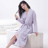 Purple  XL size Women's Cotton Robe — Autumn/Winter Bathrobe & Morning Gown | Long Sleeve, Mid-Length, Plus Size | Loose, Comfortable, and Machine Washable | Suitable for All Seasons