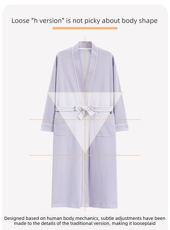 Beige 2XL size Women's Cotton Robe — Autumn/Winter Bathrobe & Morning Gown | Long Sleeve, Mid-Length, Plus Size | Loose, Comfortable, and Machine Washable | Suitable for All Seasons