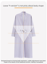 Beige 2XL size Women's Cotton Robe — Autumn/Winter Bathrobe & Morning Gown | Long Sleeve, Mid-Length, Plus Size | Loose, Comfortable, and Machine Washable | Suitable for All Seasons