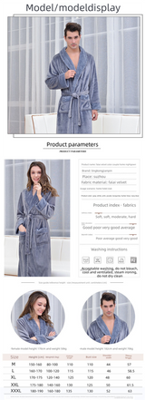 Pink XL size Plush Flannel Robe for Couples - Thickened Warm Bathrobe with Shawl Collar, Soft Fleece Material, Unisex Long Style for Winter Home Wear