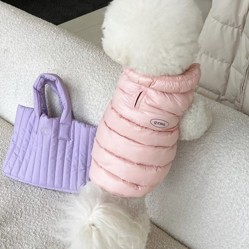 Pink XL size Dog Winter Coat Quilted Puffer Jacket - Warm Cotton Padded Vest for Small Dogs, High Collar Pet Clothes for Chihuahua Yorkie Poodle Bichon Schnauzer, Lightweight Cold Weather Dog Apparel with Elastic Cuffs