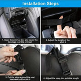 Multifunctional Quilted Leather Car Between-Seat Organizer with Adjustable Buckles and Armrest Box Support – Large Capacity Car Interior Pocket for Handbags Phones Drinks