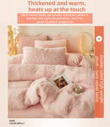Dusty Rose Luxury Thick Plush 4 Piece Bedding Set for 1.5m & 1.8m Beds – Winter Ultra Soft Warm Bedding with Double-Sided Faux Mink Fur & Crystal Velvet, includes 200 x 230CM Quilt Cover, 230 X 250cm Flat Sheet and 2PCS  48 × 74CM Pillowcases