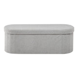 Oval Storage Ottoman Bench, Foldable Teddy Fleece End of Bed Bench, Folding Upholstered Bed Ottoman Chest with Large Storage Space, Supports 660 lbs, for Living Room, Bedroom, Entryway, Grey