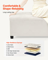 Storage Ottoman Bench, Button-Tufted End of Bed Bench with Side Bags, Flip-up Upholstered Storage Chest with Metal Frame, Linen Bed Ottoman for Living Room, Bedroom, Entryway, Office, Beige
