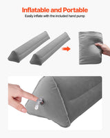 Bed Bumper for Toddlers, 47.4-inch Inflatable Bed Guard Rail with Hand Pump, Non-Slip Flocking Toddler Bedrail Bumper for Twin, Full, Queen & King Beds, Lightweight and Portable (2 Packs)