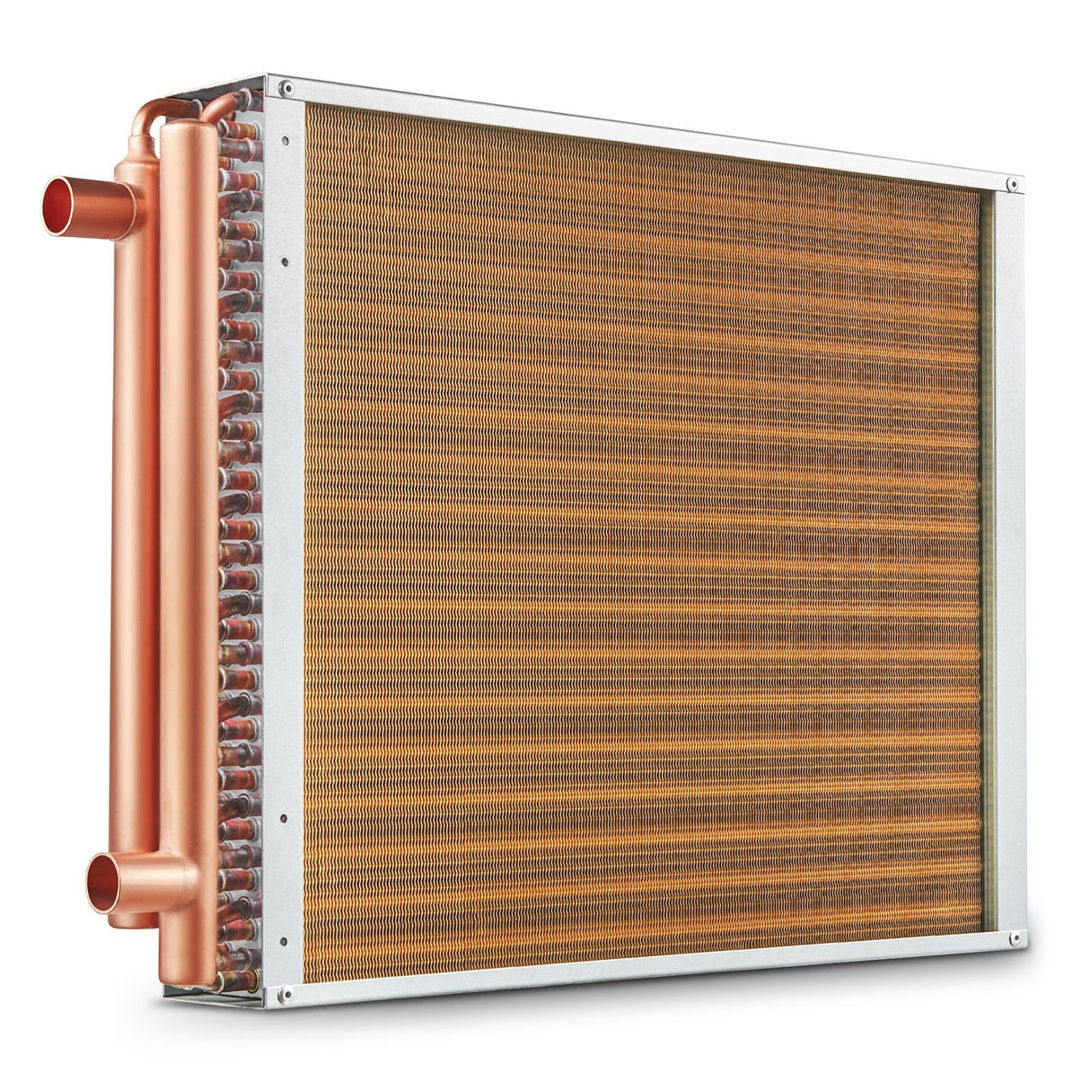 Heat Exchanger Water to Air, 18"x 20" with 3-Row 3/8" Copper Ports, 242 Aluminum Fins Heat Exchanger for Outdoor Wood Furnaces, Residential Heating and Cooling, and Forced Air Heating