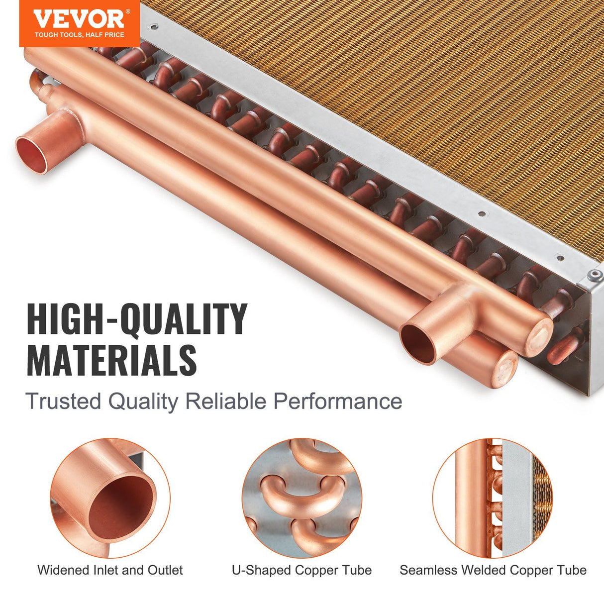 Heat Exchanger Water to Air, 18"x 20" with 3-Row 3/8" Copper Ports, 242 Aluminum Fins Heat Exchanger for Outdoor Wood Furnaces, Residential Heating and Cooling, and Forced Air Heating