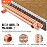 Heat Exchanger Water to Air, 18"x 20" with 3-Row 3/8" Copper Ports, 242 Aluminum Fins Heat Exchanger for Outdoor Wood Furnaces, Residential Heating and Cooling, and Forced Air Heating