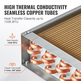 Heat Exchanger Water to Air, 18"x 20" with 3-Row 3/8" Copper Ports, 242 Aluminum Fins Heat Exchanger for Outdoor Wood Furnaces, Residential Heating and Cooling, and Forced Air Heating