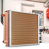 Heat Exchanger Water to Air, 18"x 20" with 3-Row 3/8" Copper Ports, 242 Aluminum Fins Heat Exchanger for Outdoor Wood Furnaces, Residential Heating and Cooling, and Forced Air Heating