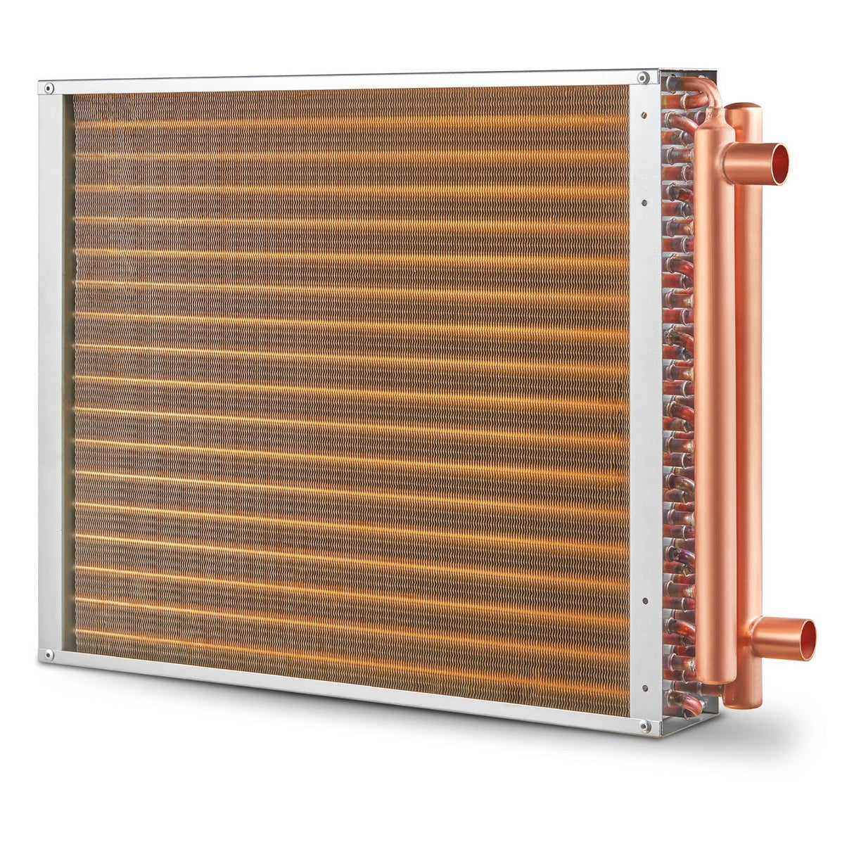 Heat Exchanger Water to Air, 18"x 20" with 3-Row 3/8" Copper Ports, 242 Aluminum Fins Heat Exchanger for Outdoor Wood Furnaces, Residential Heating and Cooling, and Forced Air Heating