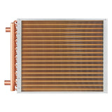 Heat Exchanger Water to Air, 18"x 20" with 3-Row 3/8" Copper Ports, 242 Aluminum Fins Heat Exchanger for Outdoor Wood Furnaces, Residential Heating and Cooling, and Forced Air Heating