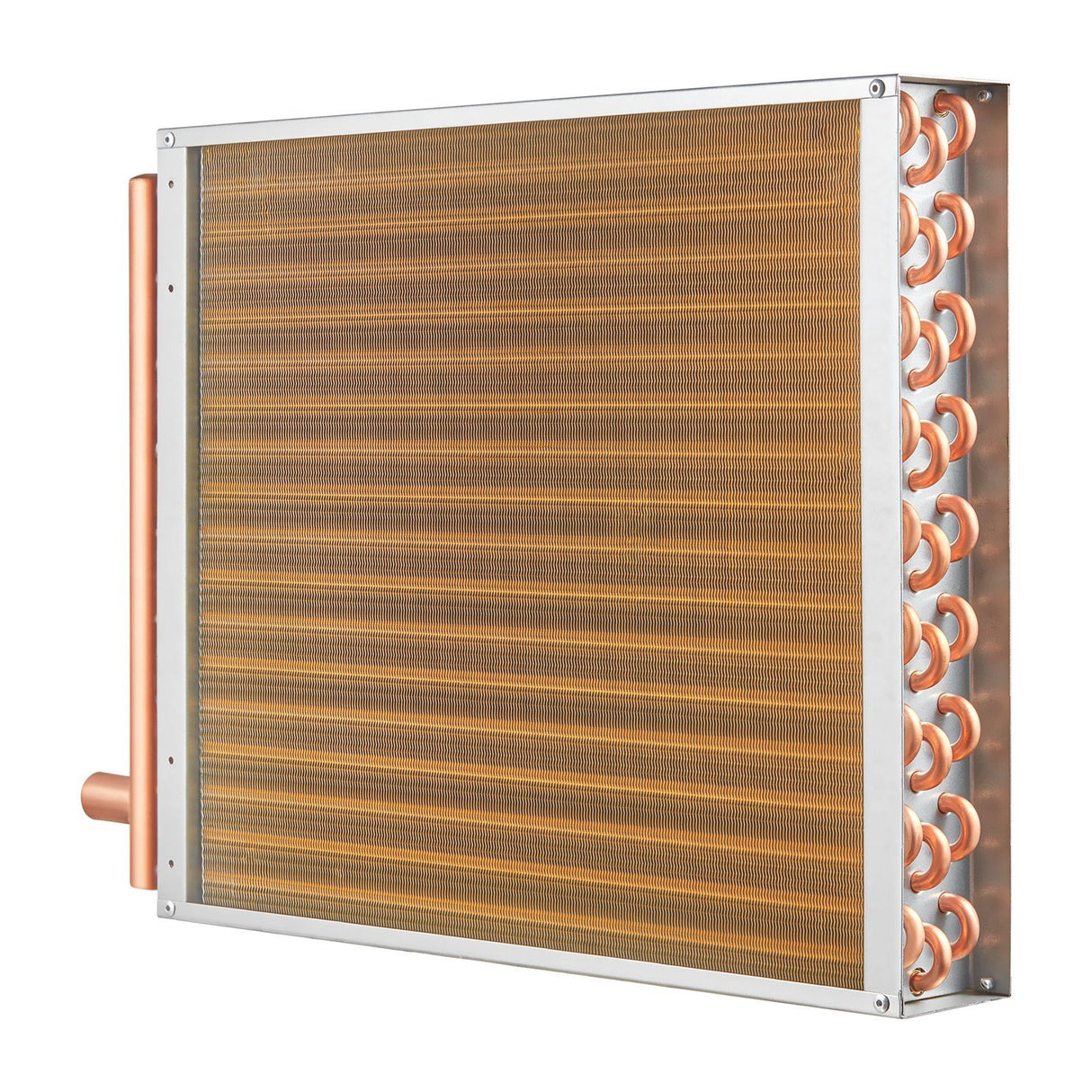 Heat Exchanger Water to Air, 18"x 20" with 3-Row 3/8" Copper Ports, 242 Aluminum Fins Heat Exchanger for Outdoor Wood Furnaces, Residential Heating and Cooling, and Forced Air Heating